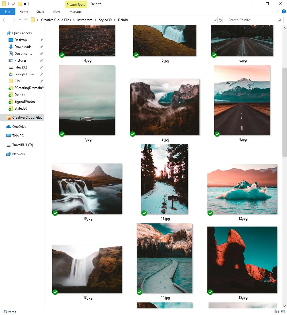 windows folder organizing photos for Instagram