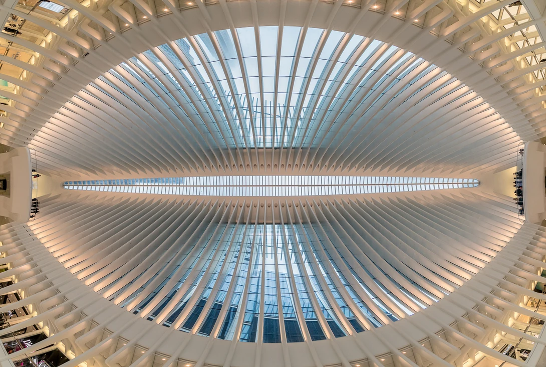 Extreme wide angle view of the Oculus Station in NYC