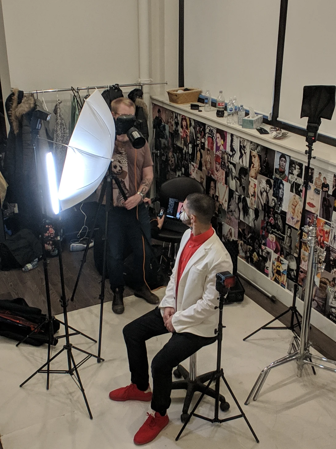 BTS shot of a male beauty editorial