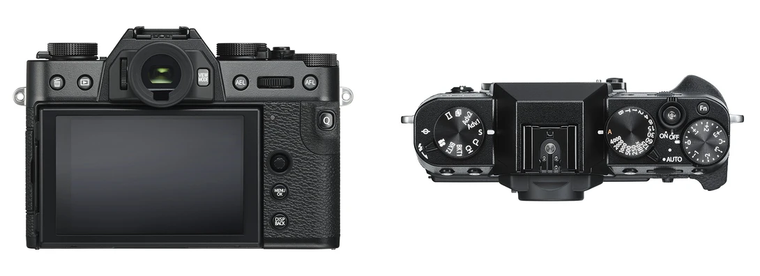 A look at the back and top plate of the Fujifilm X-T30.