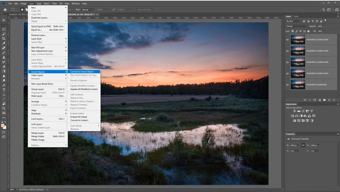 If ever layer is aligned, you can transfer the selected layers into a smart object.