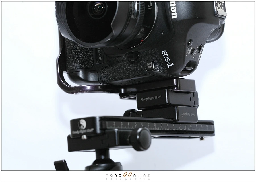 An L-bracket makes it very easy to use a nodal slide for panoramic photography. 