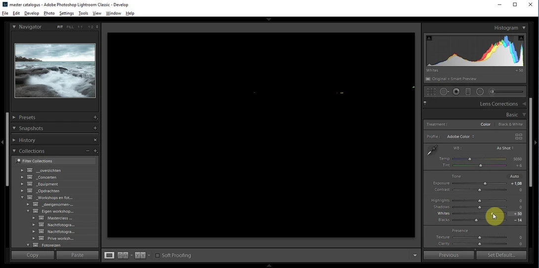 When setting the white point, using the alt key makes it much easier. When something becomes visible, that point will be pure white.