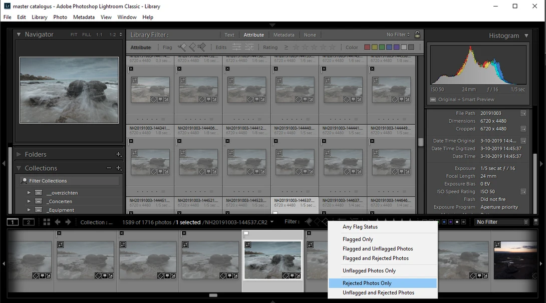 Using selection or rejection flags make it easy to view only the selected photos, or to periodically remove all rejected photos.