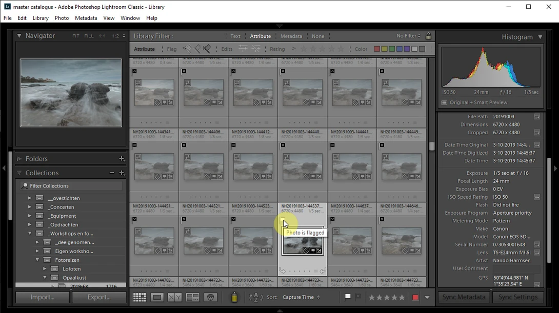 When going through a large number of photos it can be helpful to close the histogram panel at the right. This way, Lightroom doesn't have to calculate a histogram every time you select a photo.