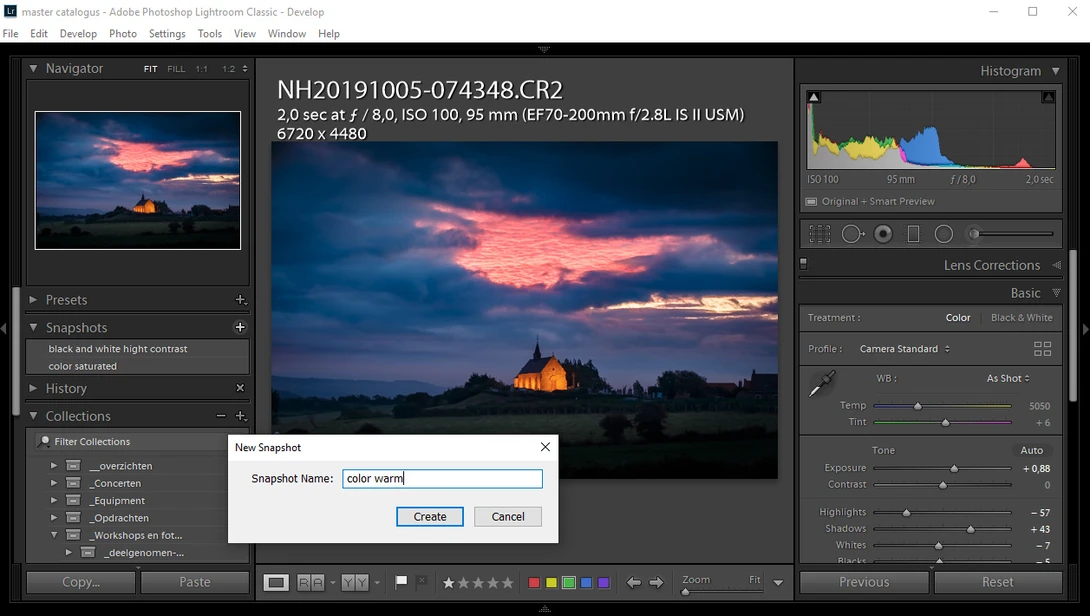 By using shap shots, you can save different post processing variations of one image. Just by clicking on the saved snap shot will apply the saved post processing without losing any other post processing variation.