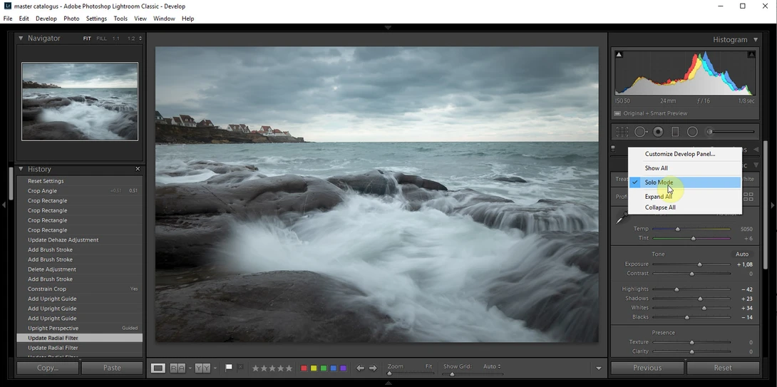 In the context menu it is possible to activate the solo mode. This way you prevent the different panels from being open at once. Only the one you are using will be open.