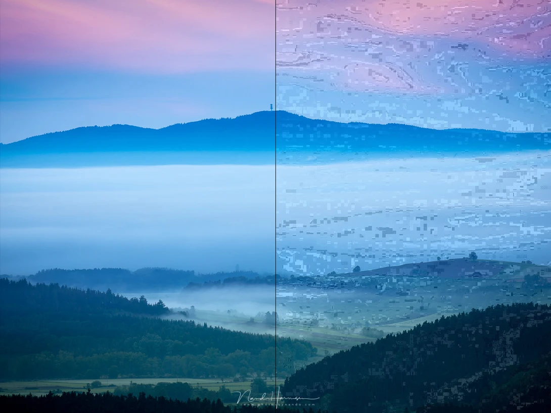 This is the difference between the original JPEG from the raw file, and the file that has been saved for ninety nine times. It doesn't matter if you perform any post-processing or not, the result will be the same. Unless you post-processing will degrade t
