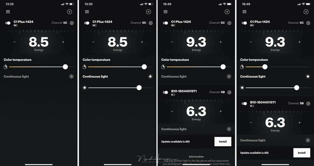 The Profoto app is very straight forward and easy to use. It also communicates with the Profoto B10 flash
