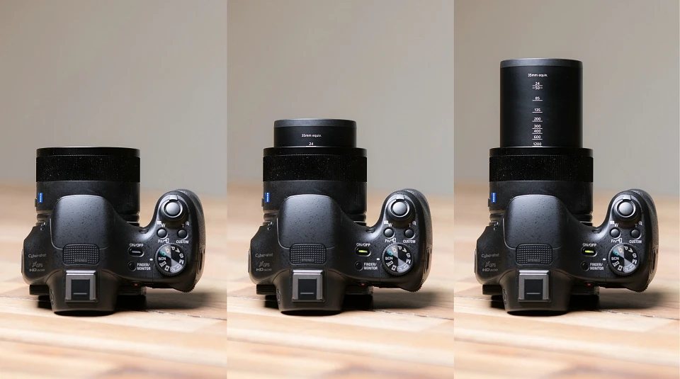A bridge camera for consumers, with a super zoom lens build in. This compact camera is easy to take with you, has a very long focal length, and does not break the bank when buying. These are also available in more professional versions. Sensor sizes often