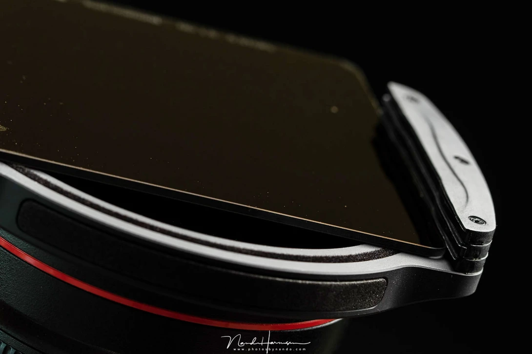 There is a thin foam ring on the inside of the filter holder. It prevents light leaks when using dark ND filters. 