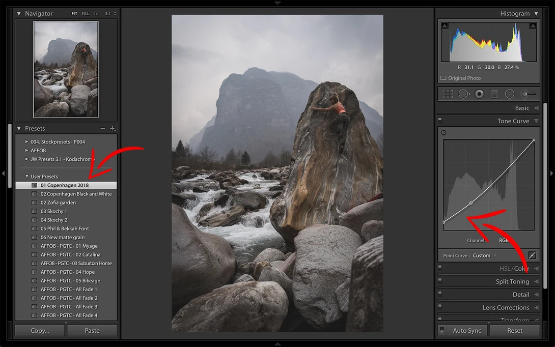 Lightroom choosing a preset