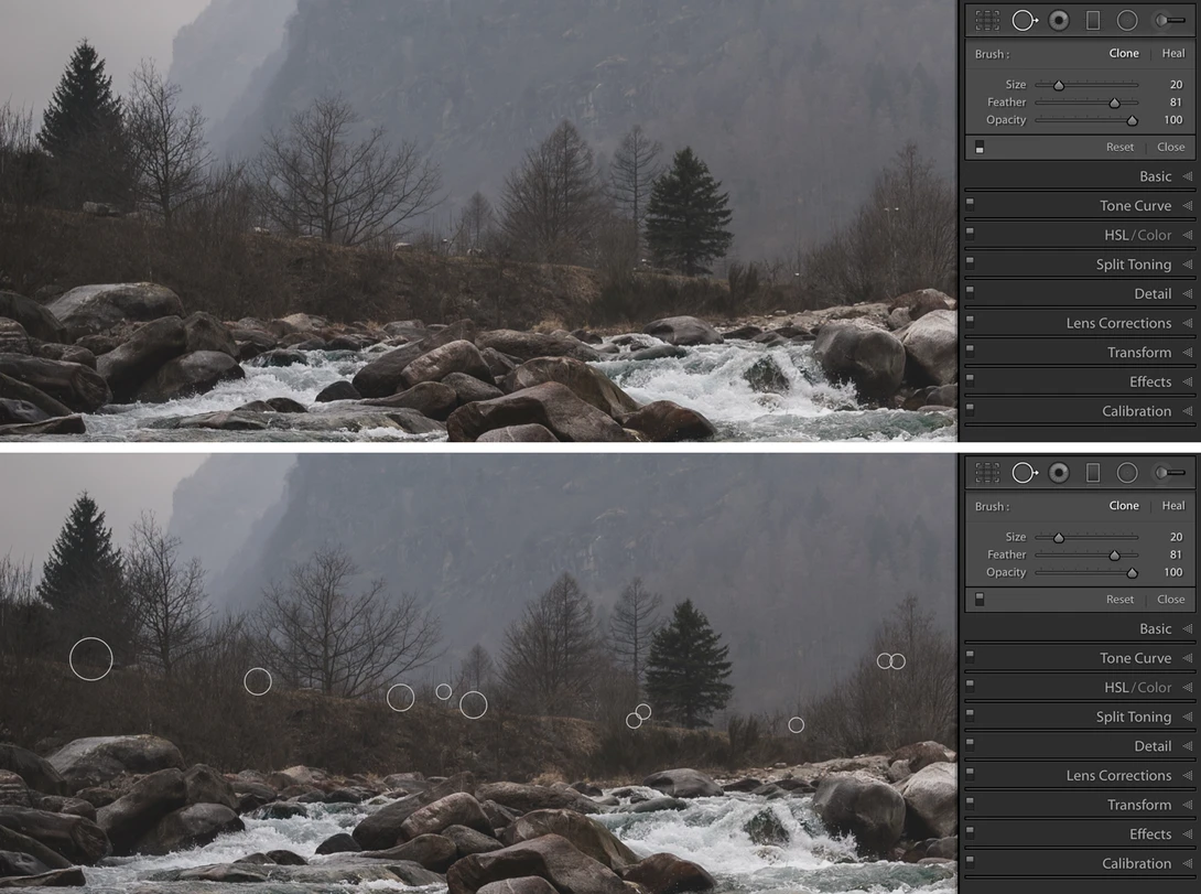 Lightroom cloning out distractions