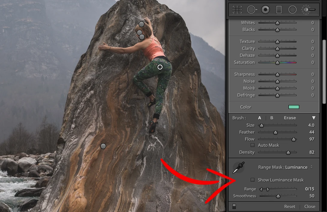 Lightroom Adjustment Brush with Range Mask