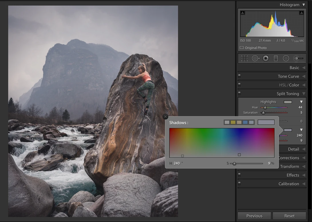 Lightroom split tone