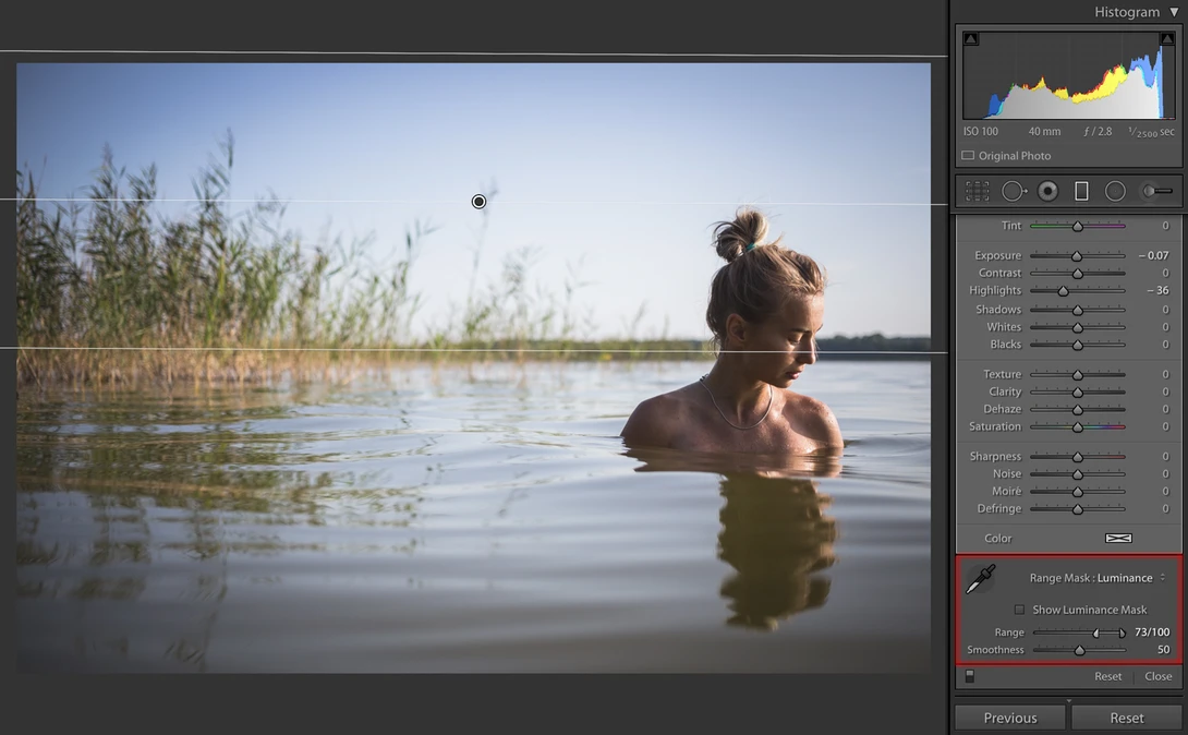 Graduated filter with Range Mask