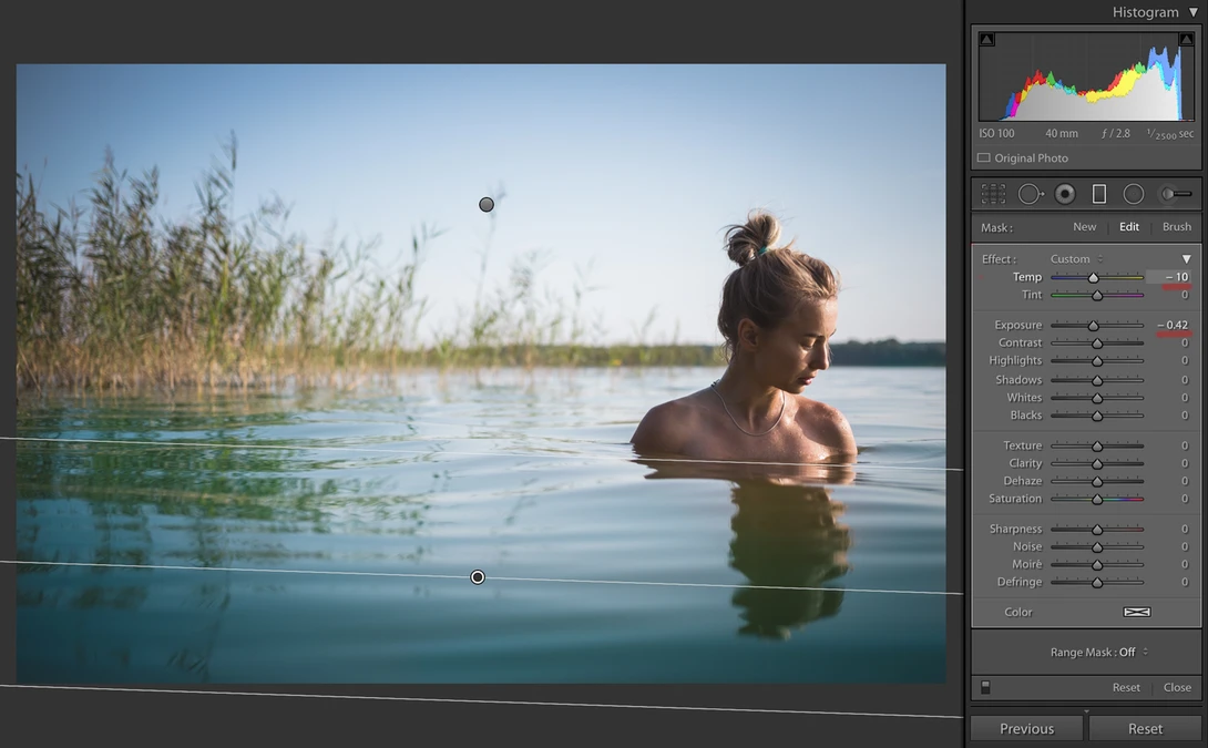 Graduated filter at bottom