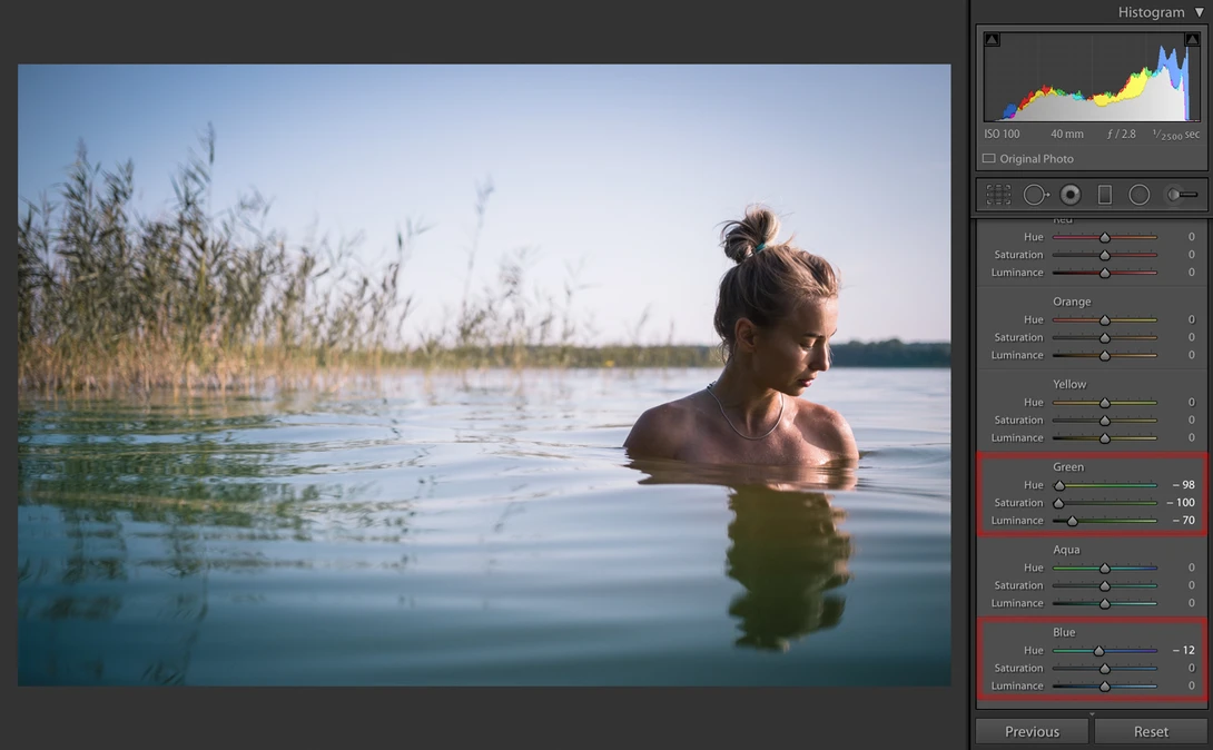 HSL / Color slider, Lightroom