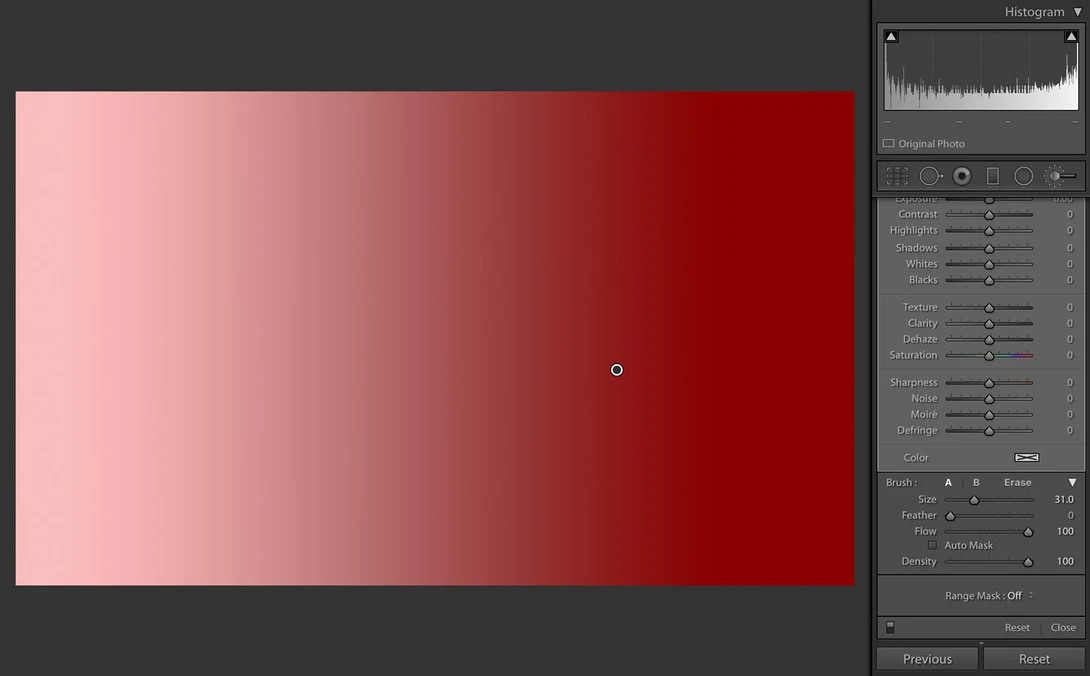Lightroom adjustment with luminance range mask