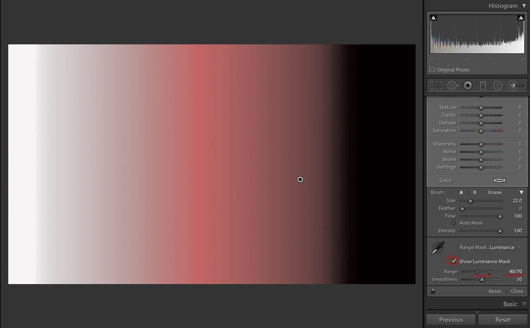 Luminance mask midtones