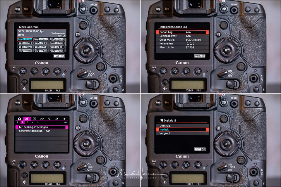 The film menu can be a bit confusing. There are a lot of options to choose from,, of which some disable certain options elsewere in the menu.