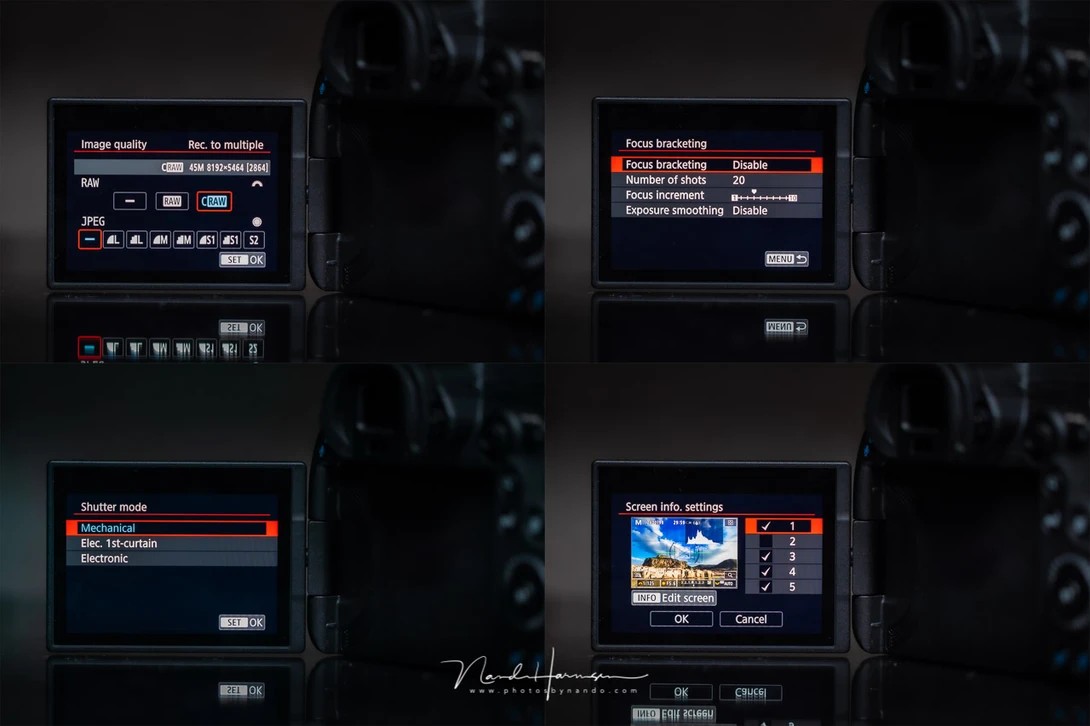 Some of the menu functions