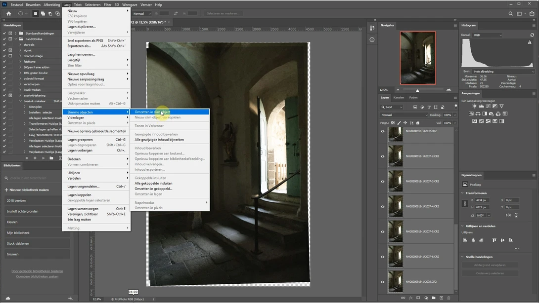 When the layers are aligned, make a smart object.