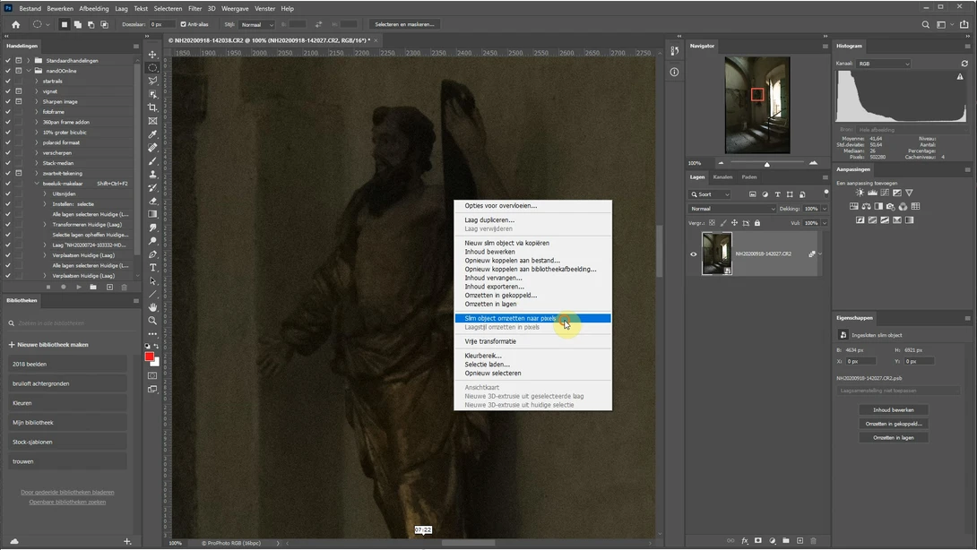 If you are ready, rasterize the smart object. You can keep the smart object if you like, of course. It will allow you to change the image afterwards.