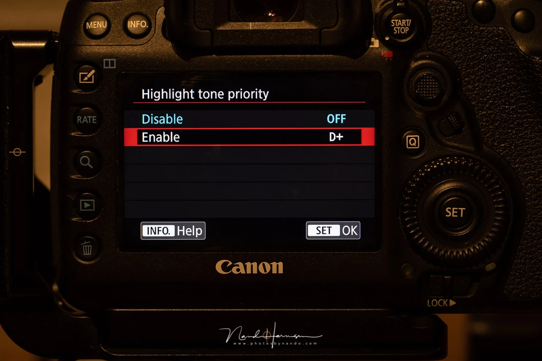 The D+ highlight tone priority on the Canon EOS 5D mark IV