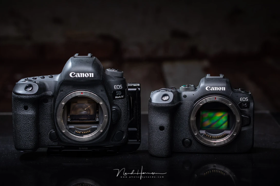 At the moment I still use a Canon EOS 5D mark IV, it is an amazing camera. But the Canon EOS R6 has a lot of benefits over the DSLR.