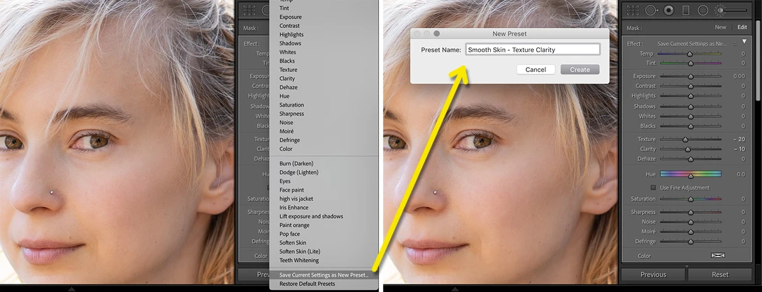 Lightroom save adjustment brush settings.