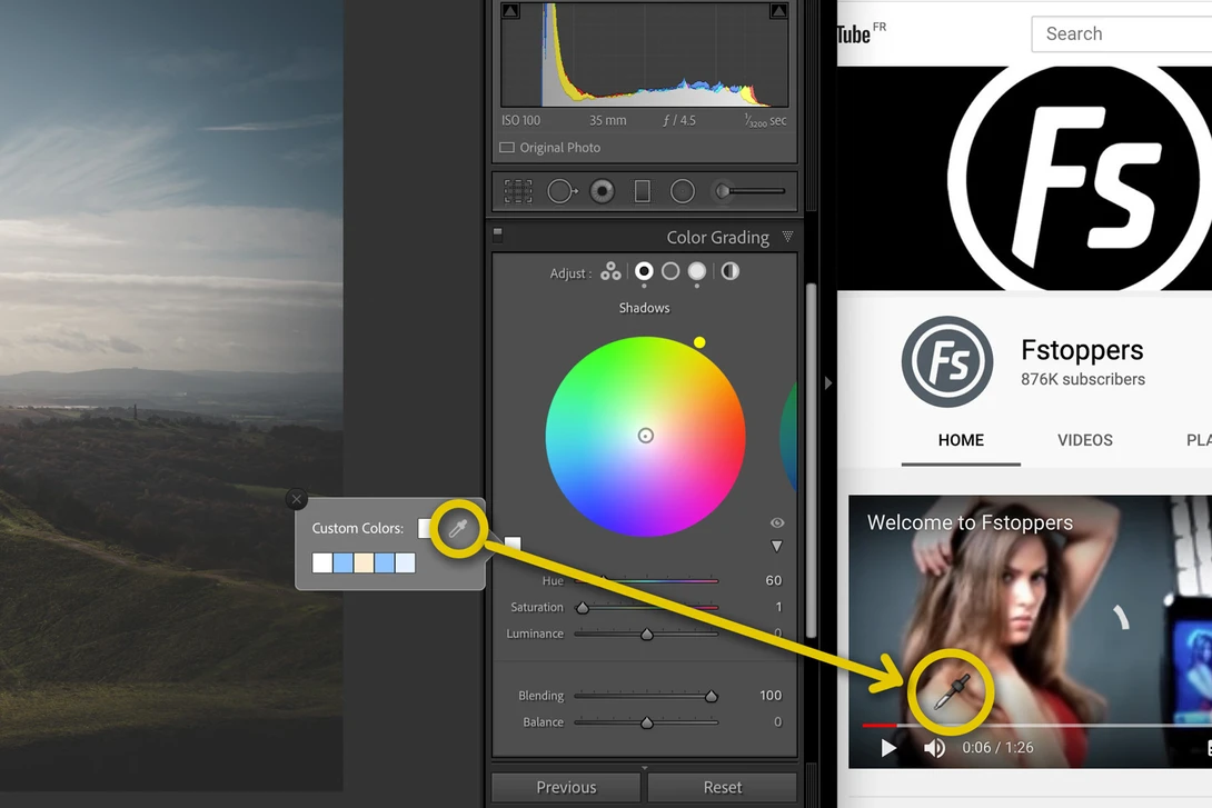 Lightroom Color Grading color swatch grab from elsewhere