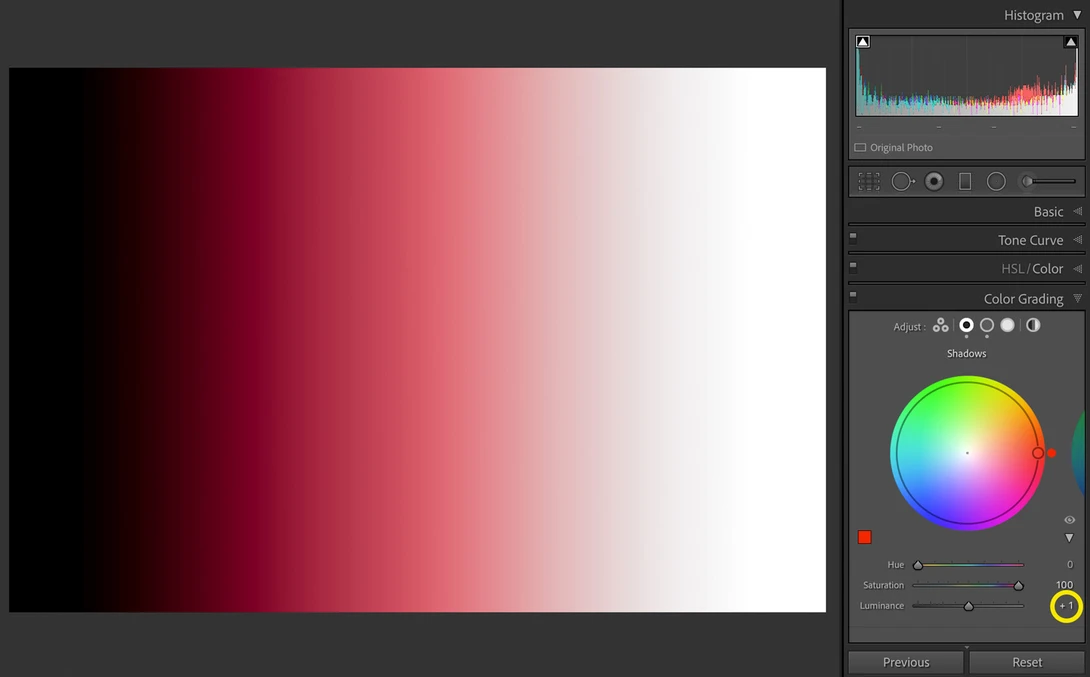 Lightroom Color Grading Luminance Slider