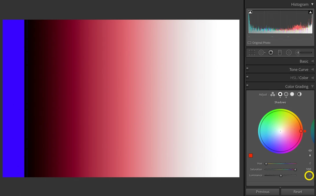 Lightroom Color Grading Luminance Slider