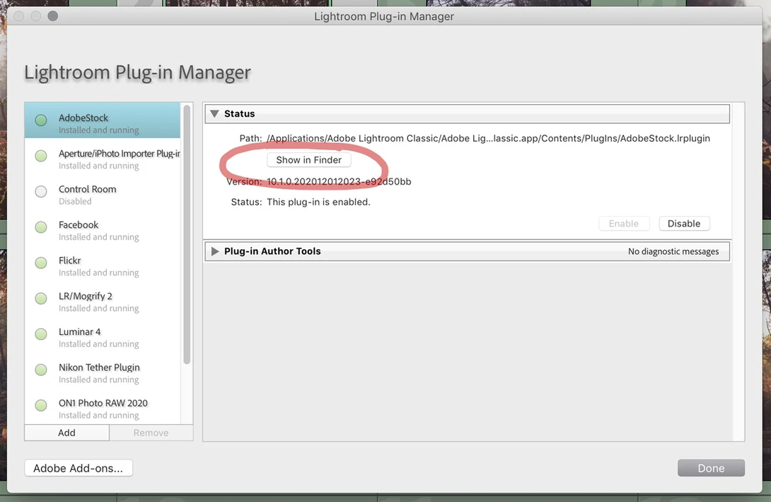How to find Lightroom's plugin folder