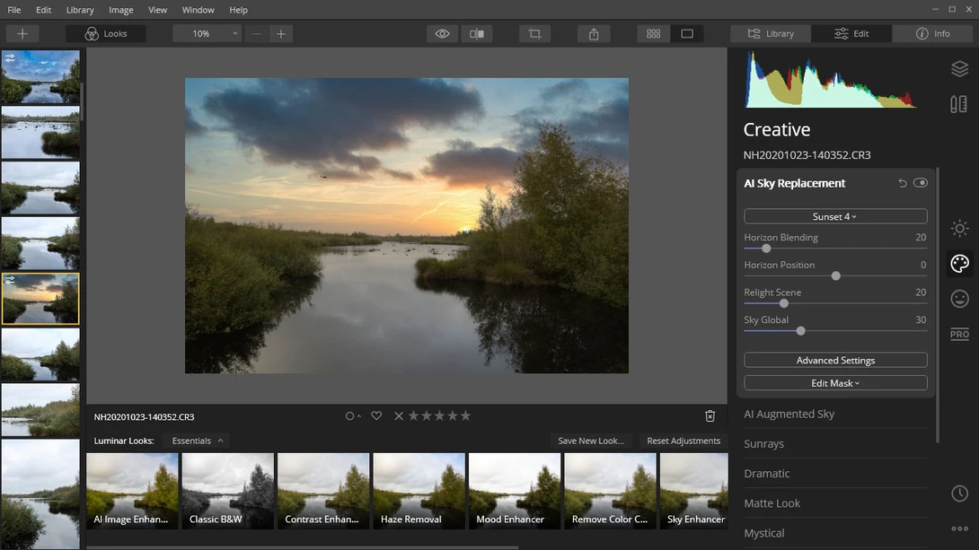 Luminar 4 in use with sky replacement