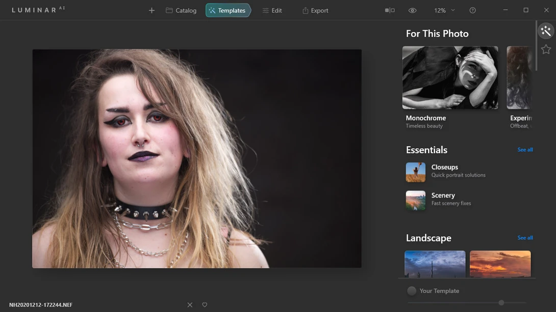 With Luminar AI the Templates is the most important way of post-processing.