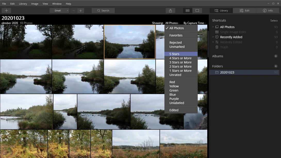 Luminar 4 offers the use of star ratings and color ratings.