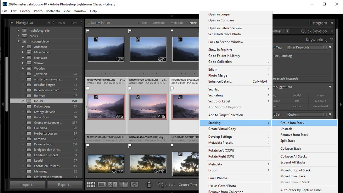 Stacking photos that belong to each makes browsing through images much easier