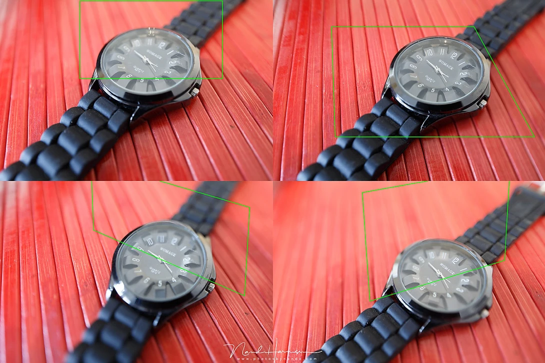 Four images I took with different plane of focus orientations. I added a frame with every image to show how the plane of focus is orientated.
