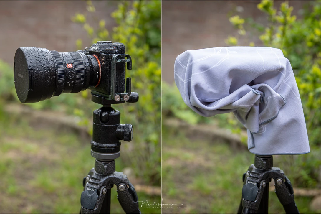 The cloth can protect&nbsp;against moisture and a light rain shower. Because of the sticky side you won't have to worry about wind.