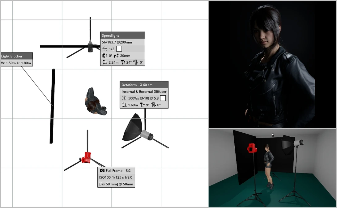 I also tried out a light setup for my living-room-studio. Again, I was aiming for a dark and moody low-key portrait.