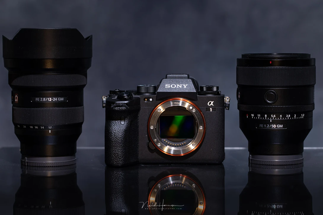 The Sony A1 with the two lenses I used during my review.