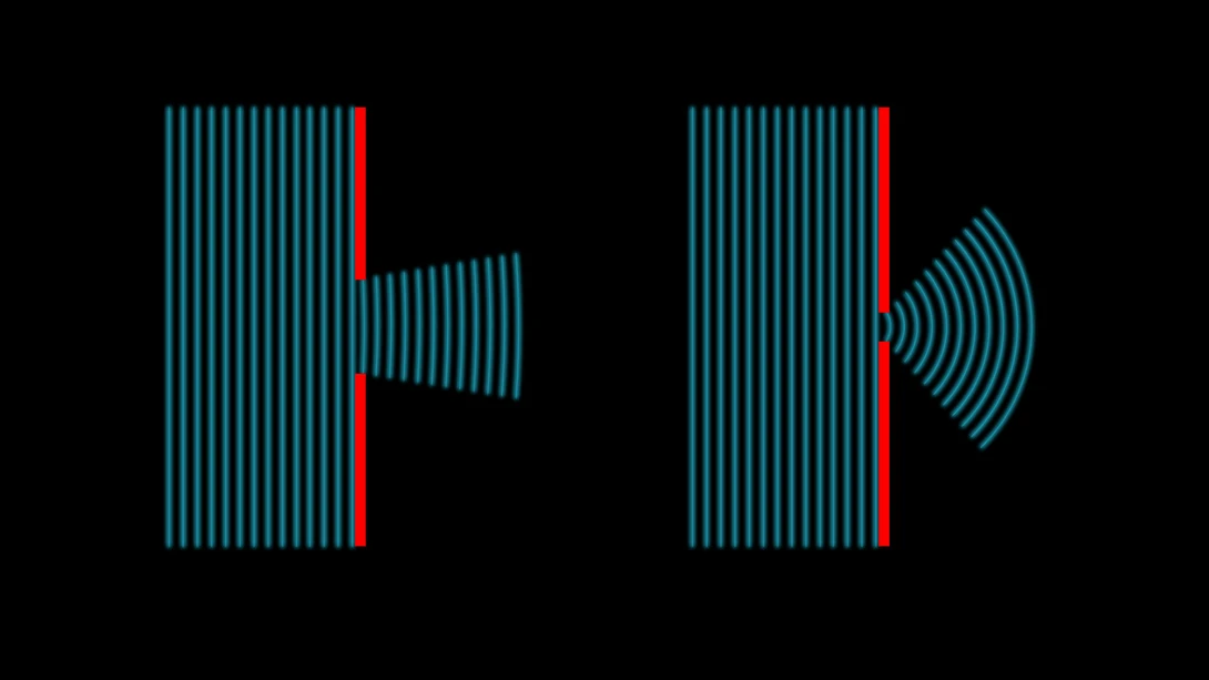 A very simple visualization of light waves that travel through a small opening.