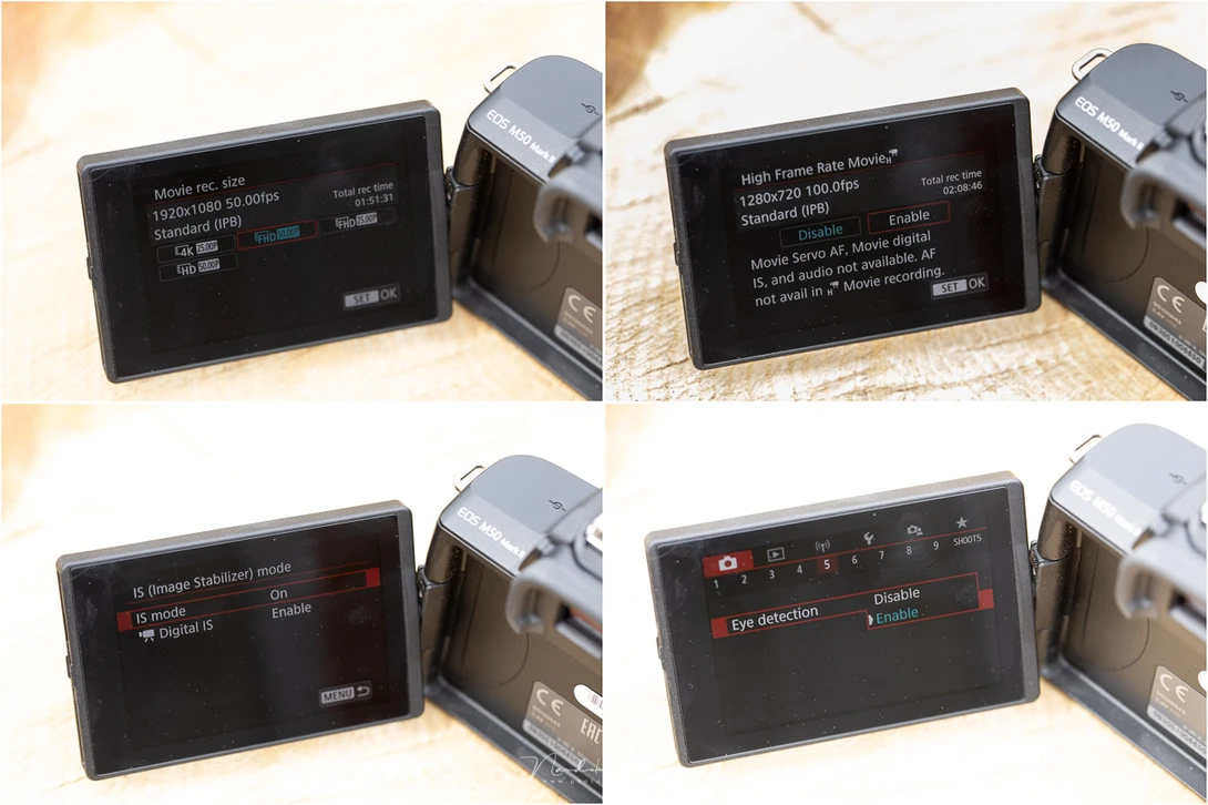 The well known Canon menu structure makes changing settings very easy.