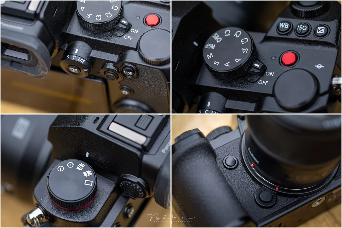 The buttons and wheels of the Lumix S5