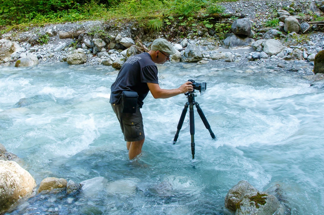 I like to test a camera in real life situations, just like I would use my own camera. Here I am shooting with the Sony A9 in a mountain stream.&nbsp;