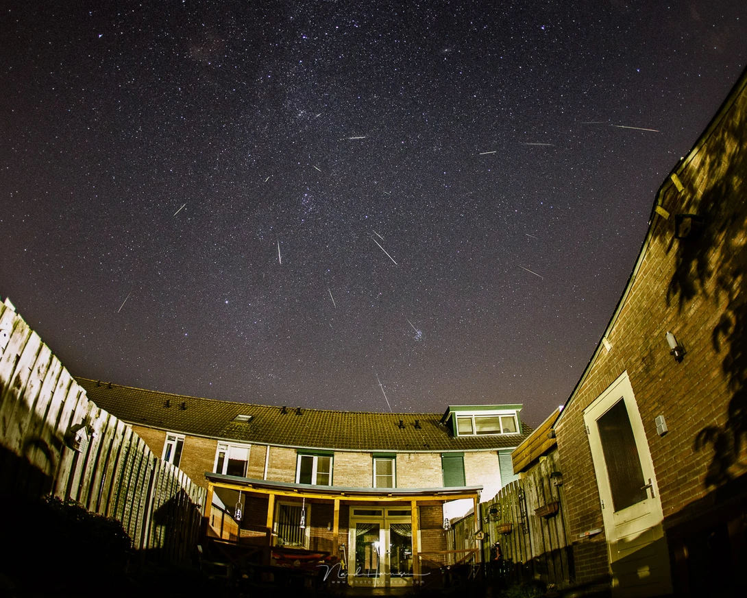 The result of using a fisheye lens is obvious. The meteors will become relatively short, due to the large field of view