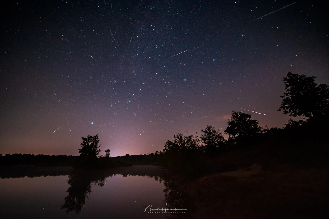 A compilation of the meteors I photographed. The Haida Anti-Fog Belt protected the lens from condensation during the 4 hour long shoot.