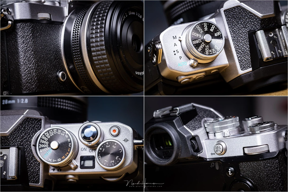 The dials on the Nikon Z fc. The quality of the buttons and dials is good.